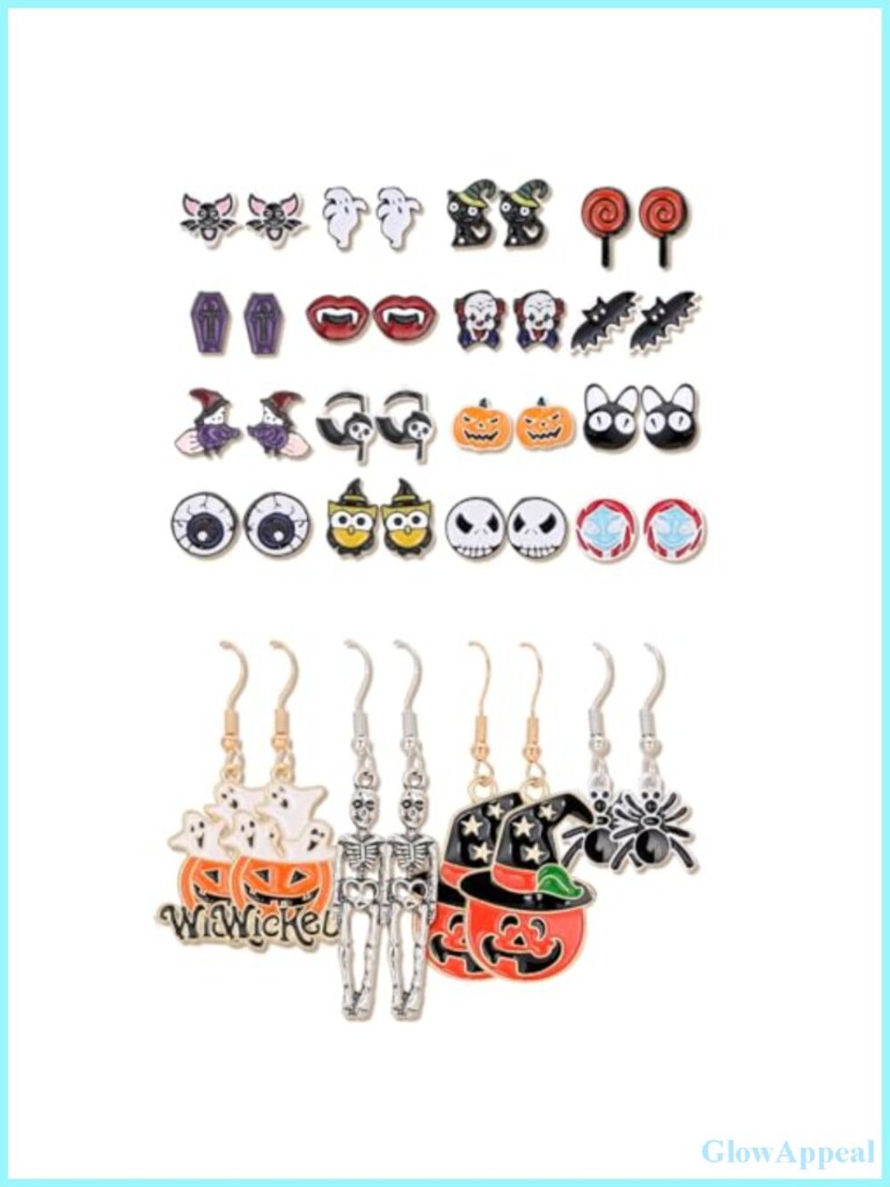 20 Pairs Halloween Stud Earrings Set Hypoallergenic Nickel Free Costume Jewelry